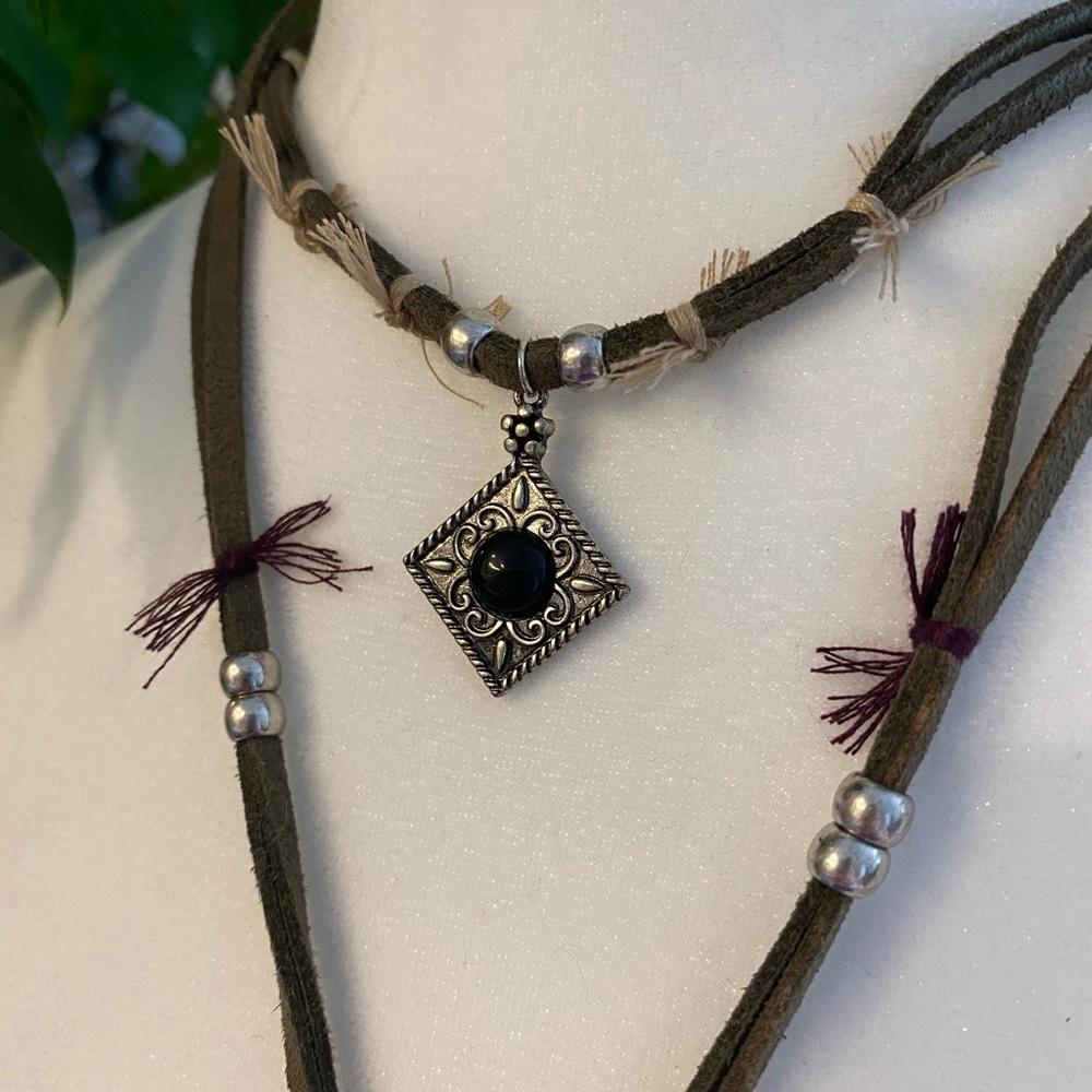 Free People Leather Boho Layered Necklace